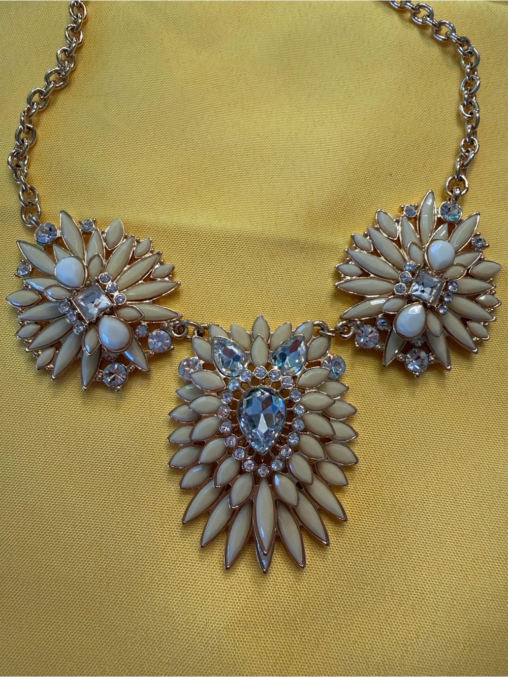 Park Lane Ivory Floral Crystal Statement Necklace New